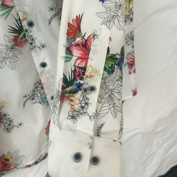 HAUPT Germany Men’s Cotton Floral Button Up Long Sleeve Shirt Size XL 17 1/2 - Picture 6 of 16